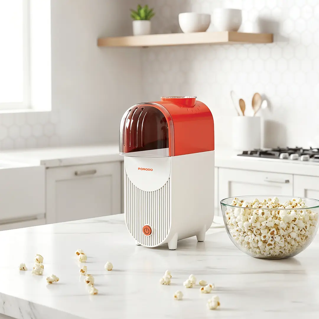 Porodo Lifestyle Popper Hot Air Popcorn Maker with Measuring Cup - White & Orange 4 Porodo Lifestyle Popper Hot Air Popcorn Maker with Measuring Cup - White & Orange - Image 4