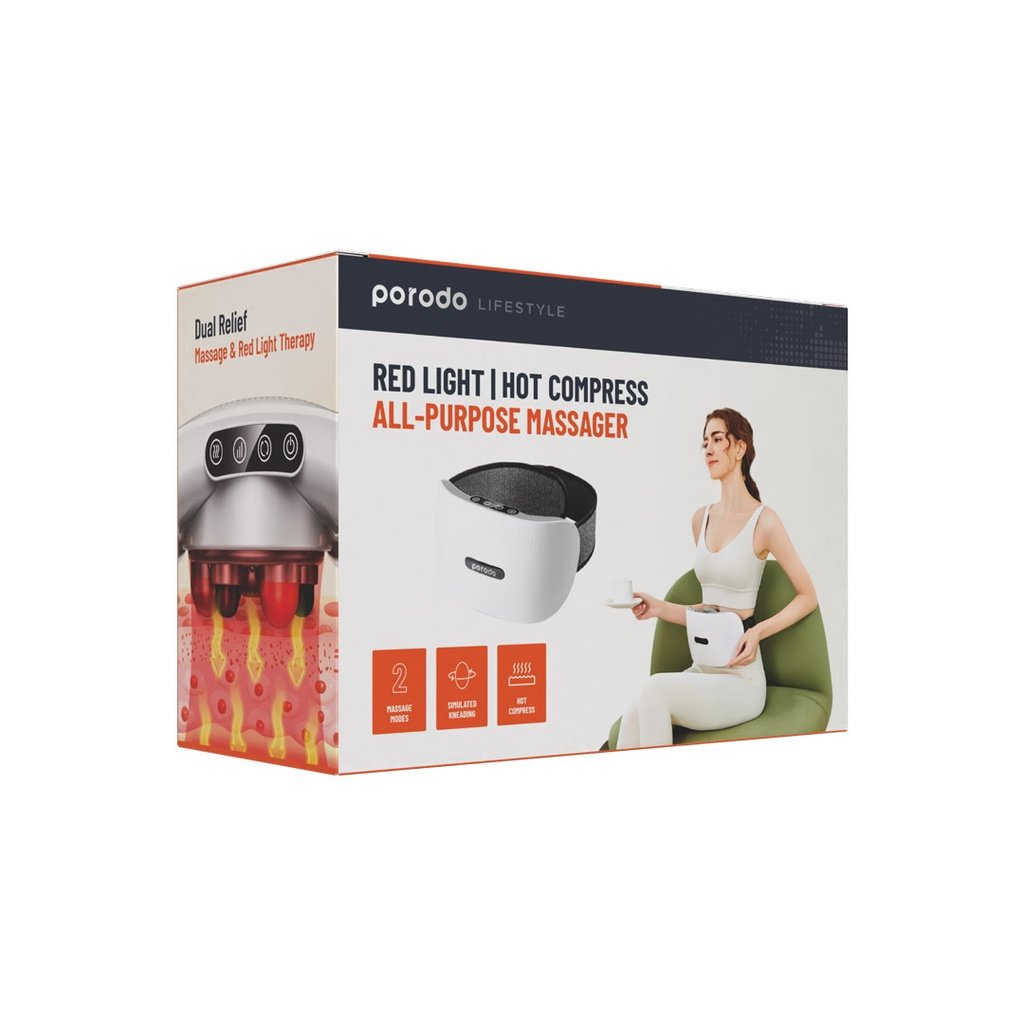 Porodo Lifestyle Red Light and Hot Compress Massager - White 4 Porodo Lifestyle Red Light and Hot Compress Massager - White - Image 4