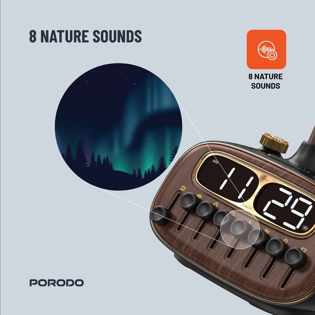 Porodo Lifestyle Retro Desk Lamp with White Noise and Bluetooth Speaker - Black 6 Porodo Lifestyle Retro Desk Lamp with White Noise and Bluetooth Speaker - Black - Image 6