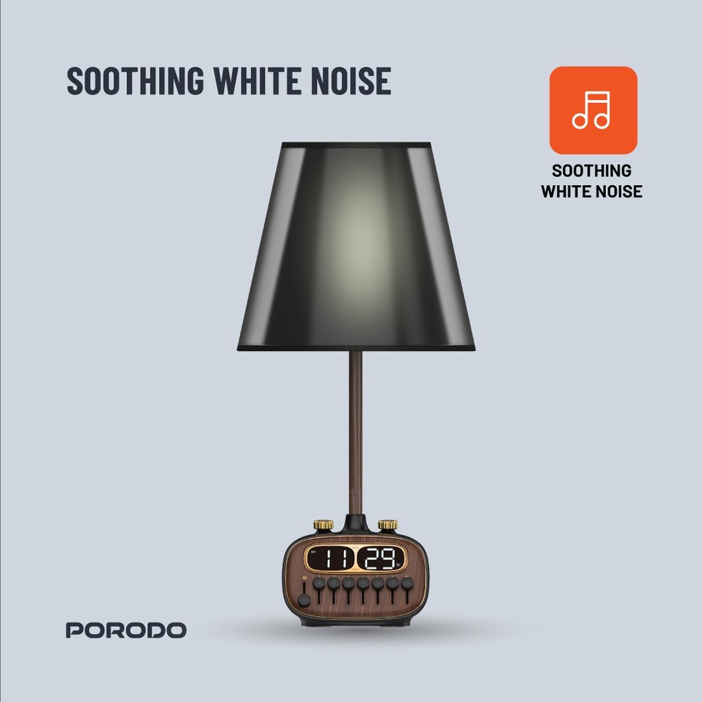 Porodo Lifestyle Retro Desk Lamp with White Noise and Bluetooth Speaker - Black 4 Porodo Lifestyle Retro Desk Lamp with White Noise and Bluetooth Speaker - Black - Image 4