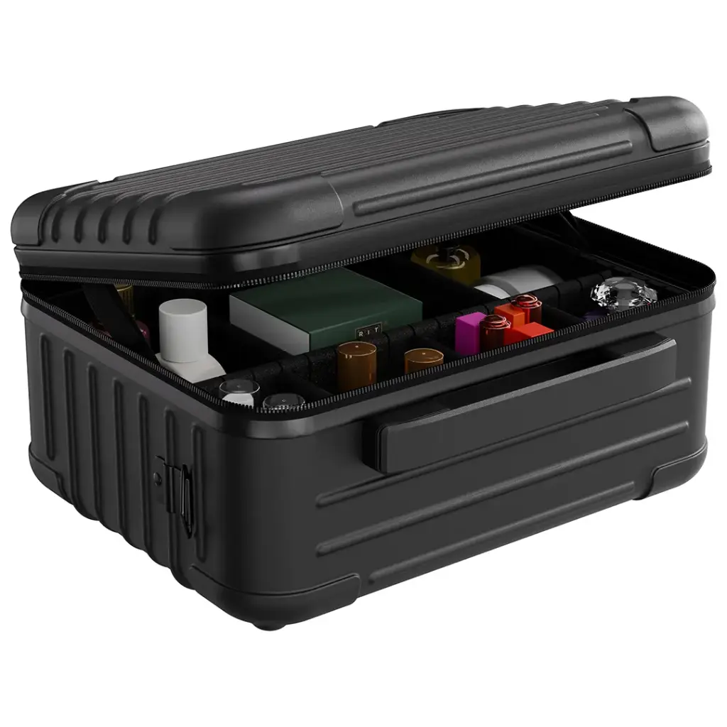 Porodo Lifestyle Travel Makeup Bag with Detachable LED Mirror - Black 2 Porodo Lifestyle Travel Makeup Bag with Detachable LED Mirror - Black - Image 2