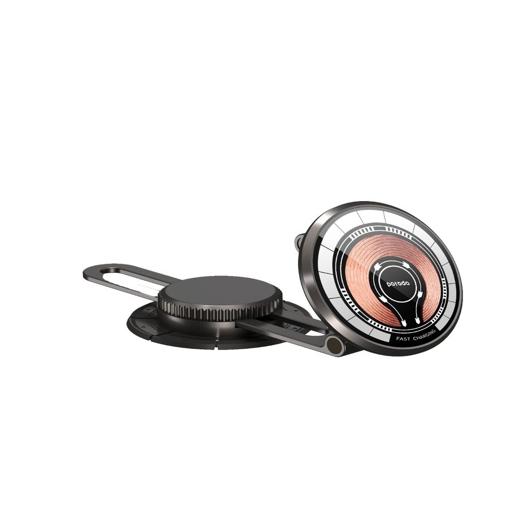 Porodo Magsafe Charging Transparent Phone Mount 360° Rotating Base - Black 2 Porodo Magsafe Charging Transparent Phone Mount 360° Rotating Base - Black - Image 2