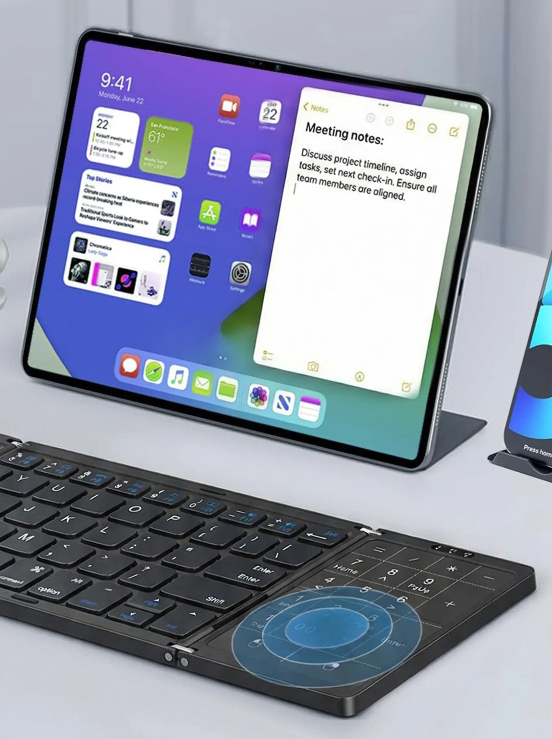 Porodo Minima Slim Folding Keyboard With Integrated Numpad & Touchpad 3 Porodo Minima Slim Folding Keyboard With Integrated Numpad & Touchpad - Image 3