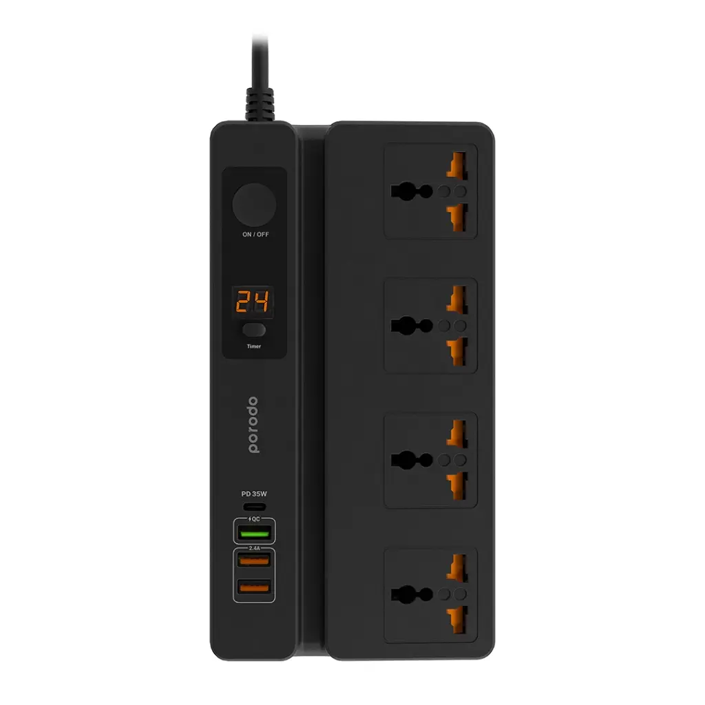 Porodo Multi-Function Socket with Phone Stand and Digital Timer 2 Porodo Multi-Function Socket with Phone Stand and Digital Timer - Image 2