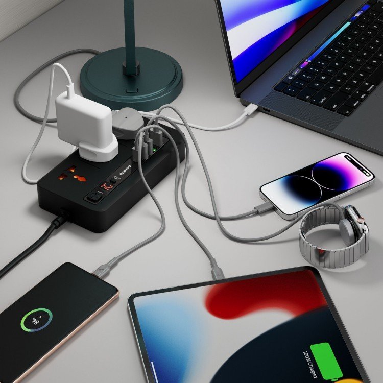 Porodo Multi-Port Power HUB 4 USB-A/USB-C Ultimate Home & Office Kit 2M 4 Porodo Multi-Port Power HUB 4 USB-A/USB-C Ultimate Home & Office Kit 2M - Image 4