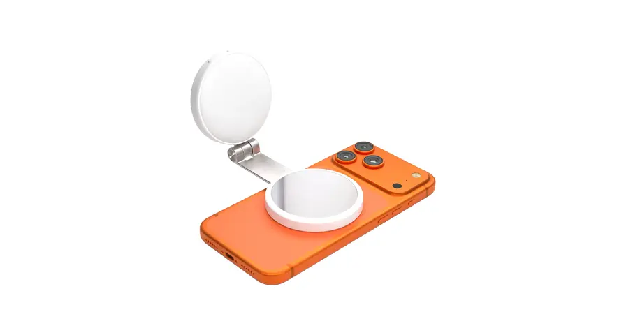 Porodo Nura Magnetic Fill Light Mirror with 360° Phone Stand - White 1 Porodo Nura Magnetic Fill Light Mirror with 360° Phone Stand - White