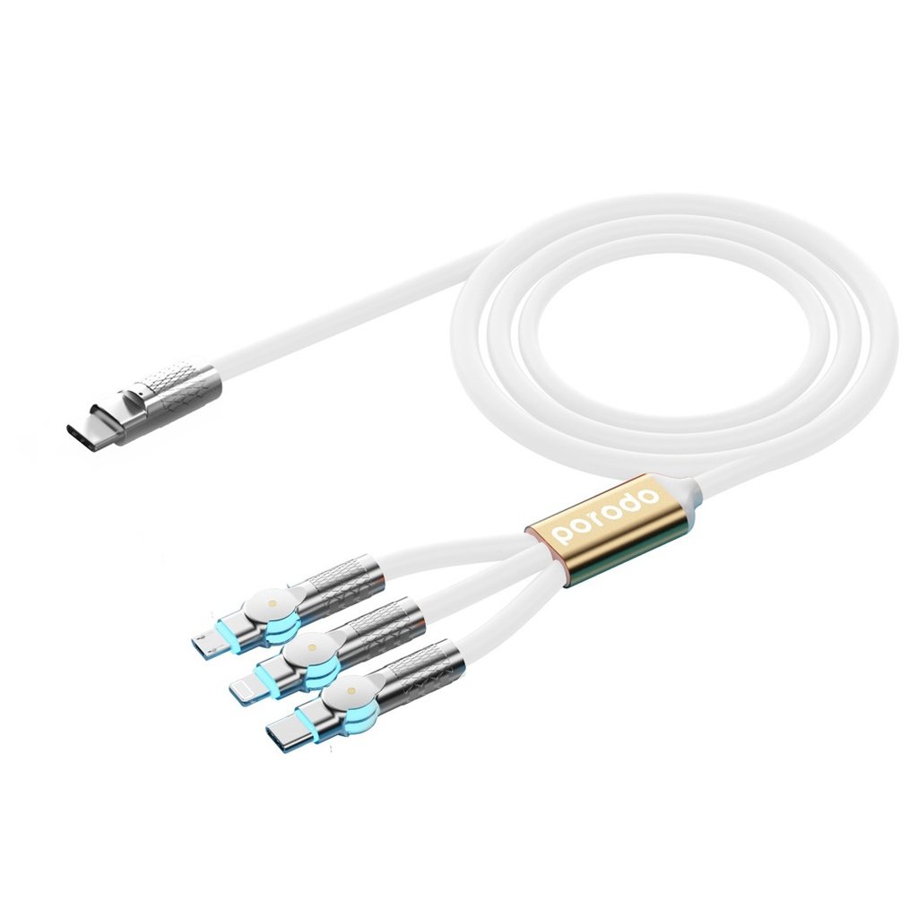 Porodo PD100W Three-in-one Cable 180 Degrees Rotation: 1.2M 3 Porodo PD100W Three-in-one Cable 180 Degrees Rotation: 1.2M - Image 3