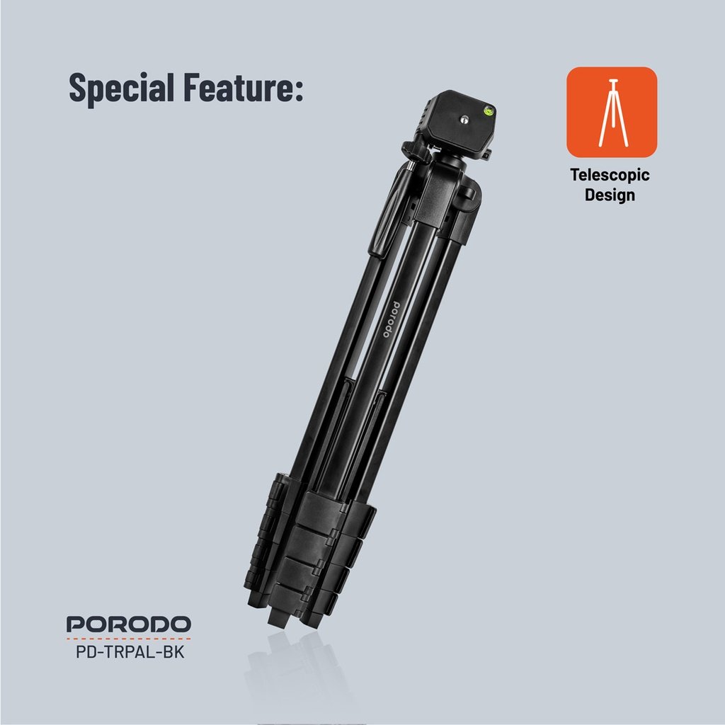 Porodo Professional Gimbal Tripod - Black 5 Porodo Professional Gimbal Tripod - Black - Image 5