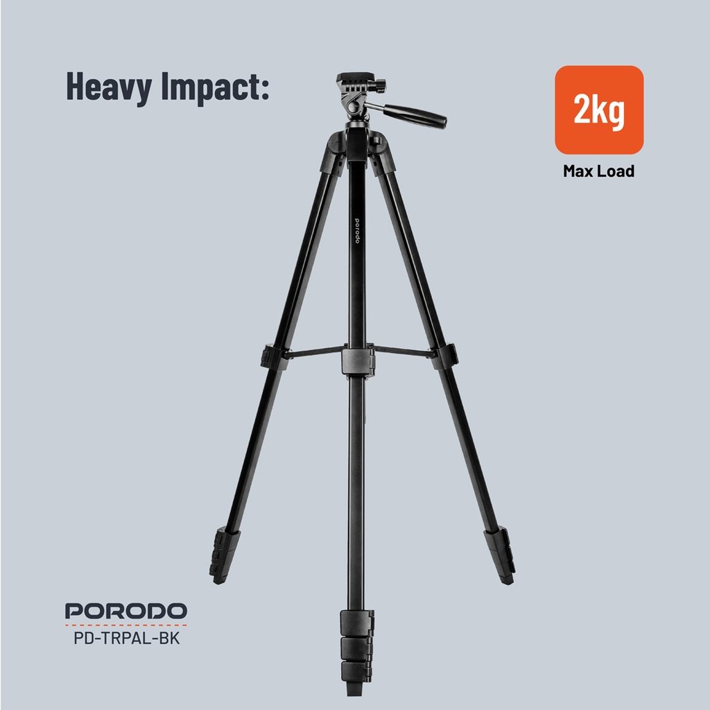 Porodo Professional Gimbal Tripod - Black 7 Porodo Professional Gimbal Tripod - Black - Image 7