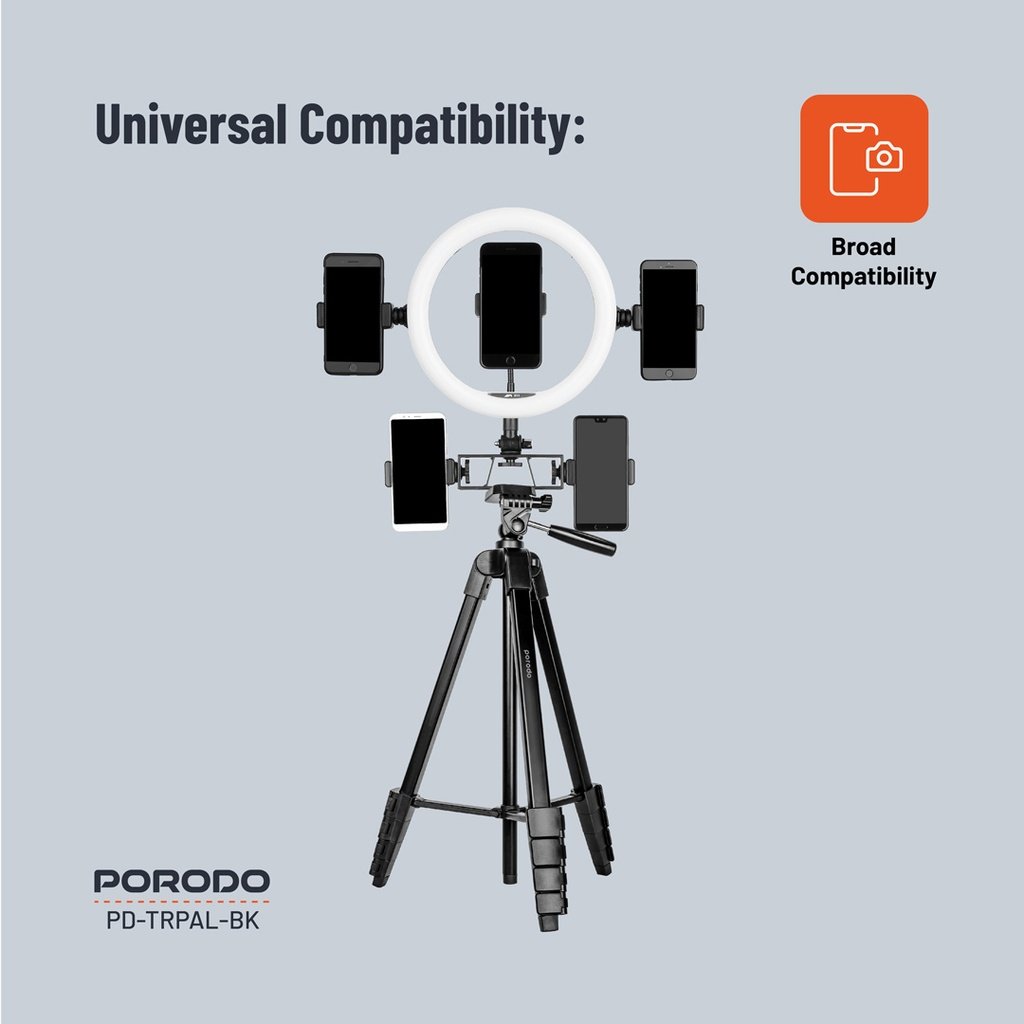 Porodo Professional Gimbal Tripod - Black 6 Porodo Professional Gimbal Tripod - Black - Image 6