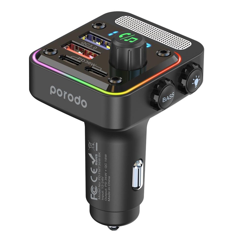 Porodo Quick-Charge FM Car Charger ( Dual USB-C & USB-A ) PD 36W 3 Porodo Quick-Charge FM Car Charger ( Dual USB-C & USB-A ) PD 36W - Image 3