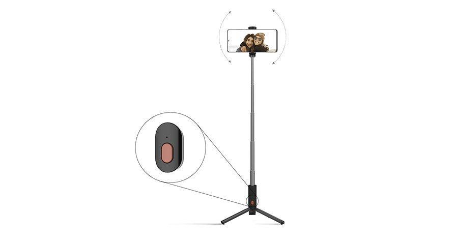 Porodo Selfie Stick with Tripod ( Detachable Remote Shutter ) - Black 1 Porodo Selfie Stick with Tripod ( Detachable Remote Shutter ) - Black