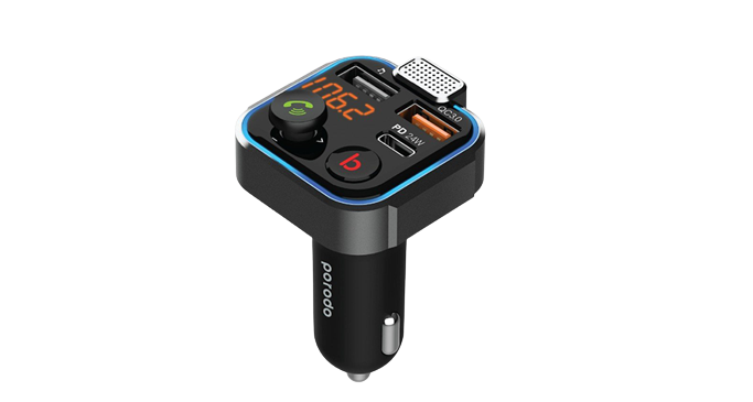 Porodo Smart Car Charger FM Transmitter with 24W PD Port & QC 3.0 1 Porodo Smart Car Charger FM Transmitter with 24W PD Port & QC 3.0
