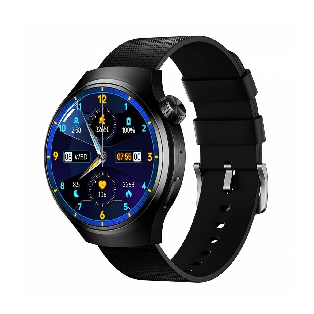 Porodo Smart Watch Sfera Round Titanium with Extra Orange Band 1 Porodo Smart Watch Sfera Round Titanium with Extra Orange Band