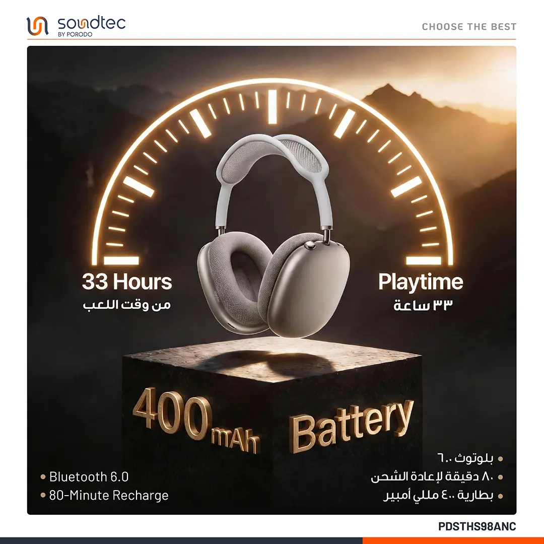 Porodo Soundtec Silva Dual Hybrid ANC Headphone 5 Porodo Soundtec Silva Dual Hybrid ANC Headphone - Image 5