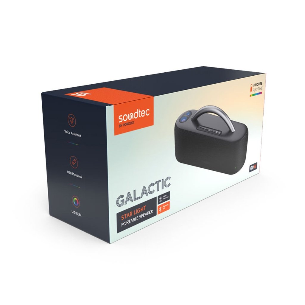 Porodo Soundtec Star Light Portable Speaker - Black 3 Porodo Soundtec Star Light Portable Speaker - Black - Image 3