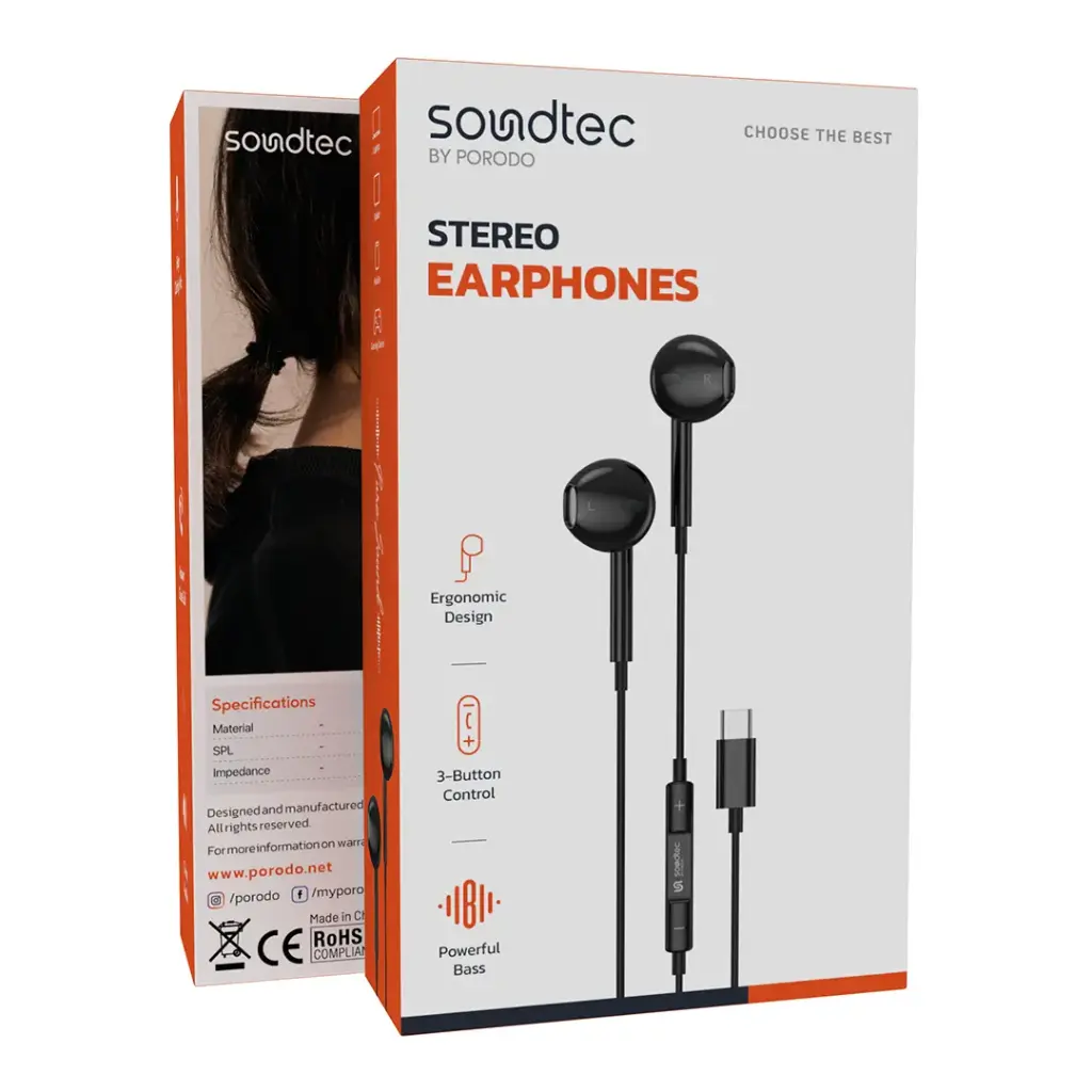 Porodo Soundtec Stereo Earphones Type-C with High-Clarify Mic 3 Porodo Soundtec Stereo Earphones Type-C with High-Clarify Mic - Image 3