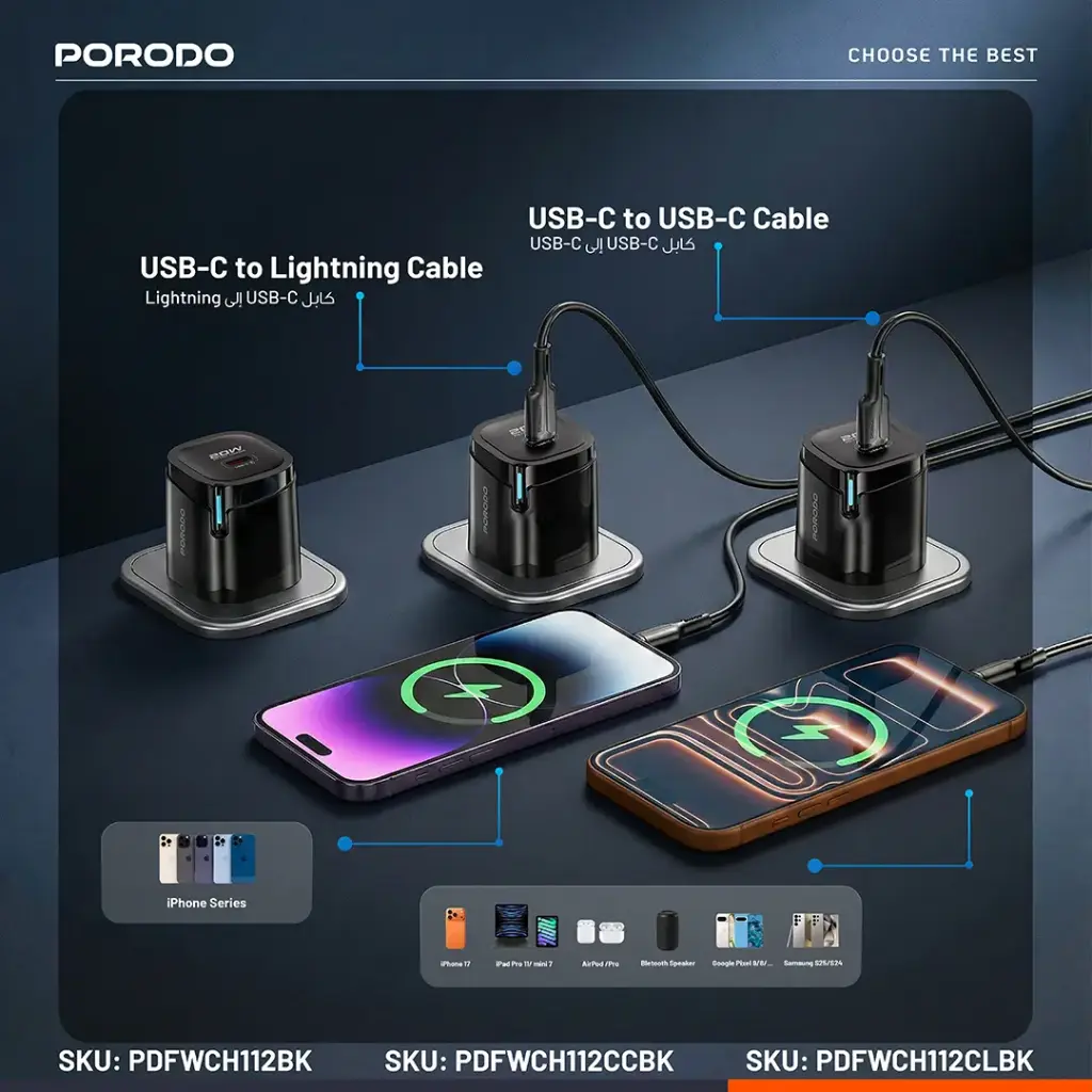 Porodo Tekto USB-C Wall Adapter - Black 4 Porodo Tekto USB-C Wall Adapter - Black - Image 4