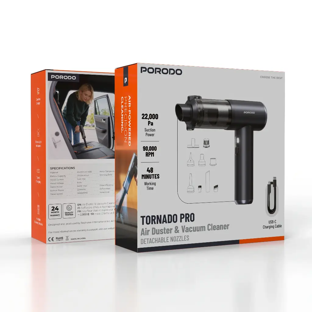 Porodo Tornado Pro Air Duster & Vacuum Cleaner With Detachable Nozzles - Gray 4 Porodo Tornado Pro Air Duster & Vacuum Cleaner With Detachable Nozzles - Gray - Image 4
