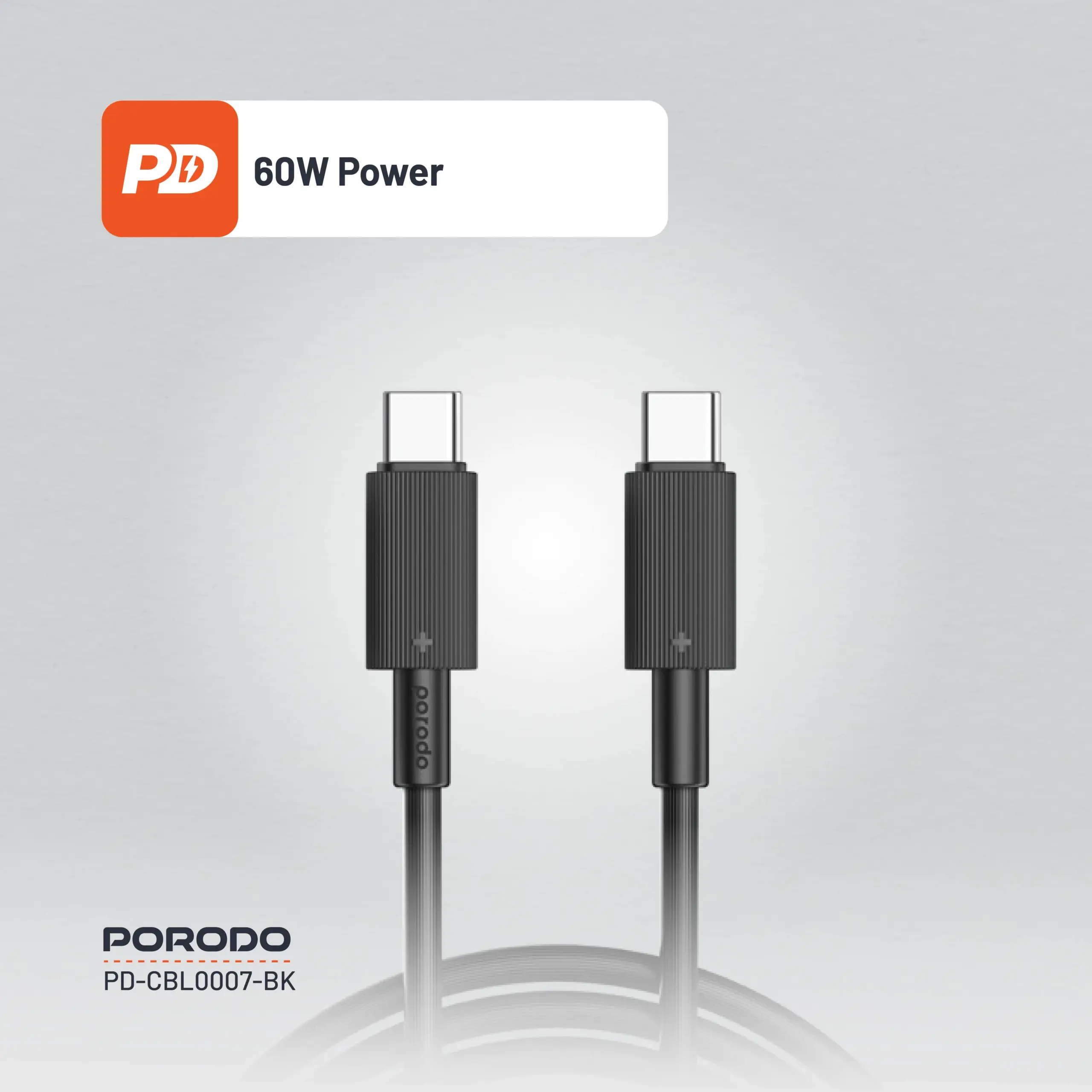 Porodo USB-C to USB-C Durable Charging Cable 3M Black 3 Porodo USB-C to USB-C Durable Charging Cable 3M Black - Image 3