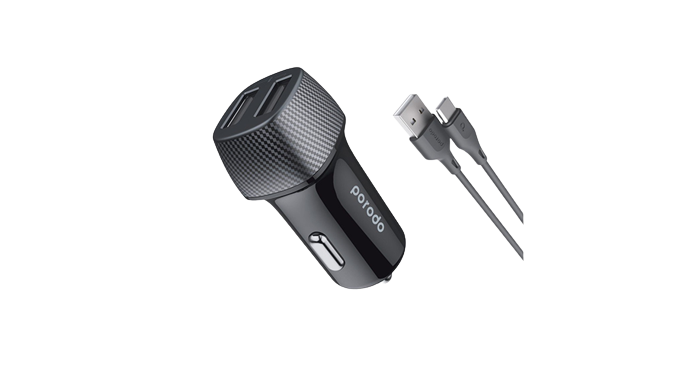 Porodo Ultimate Car Charger Dual Port With Type-C Cable 1 Porodo Ultimate Car Charger Dual Port With Type-C Cable