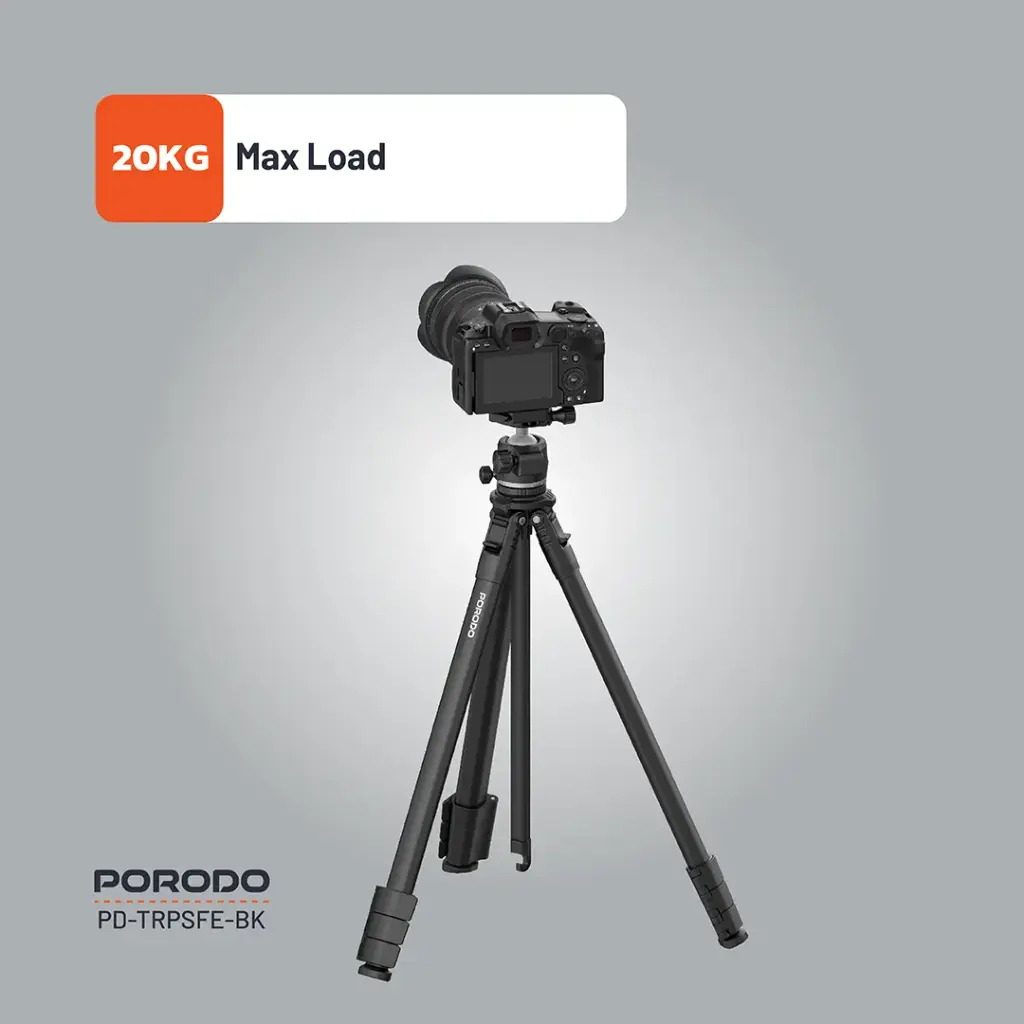Porodo Ultra-Light Aluminum Tripod - Black 7 Porodo Ultra-Light Aluminum Tripod - Black - Image 7