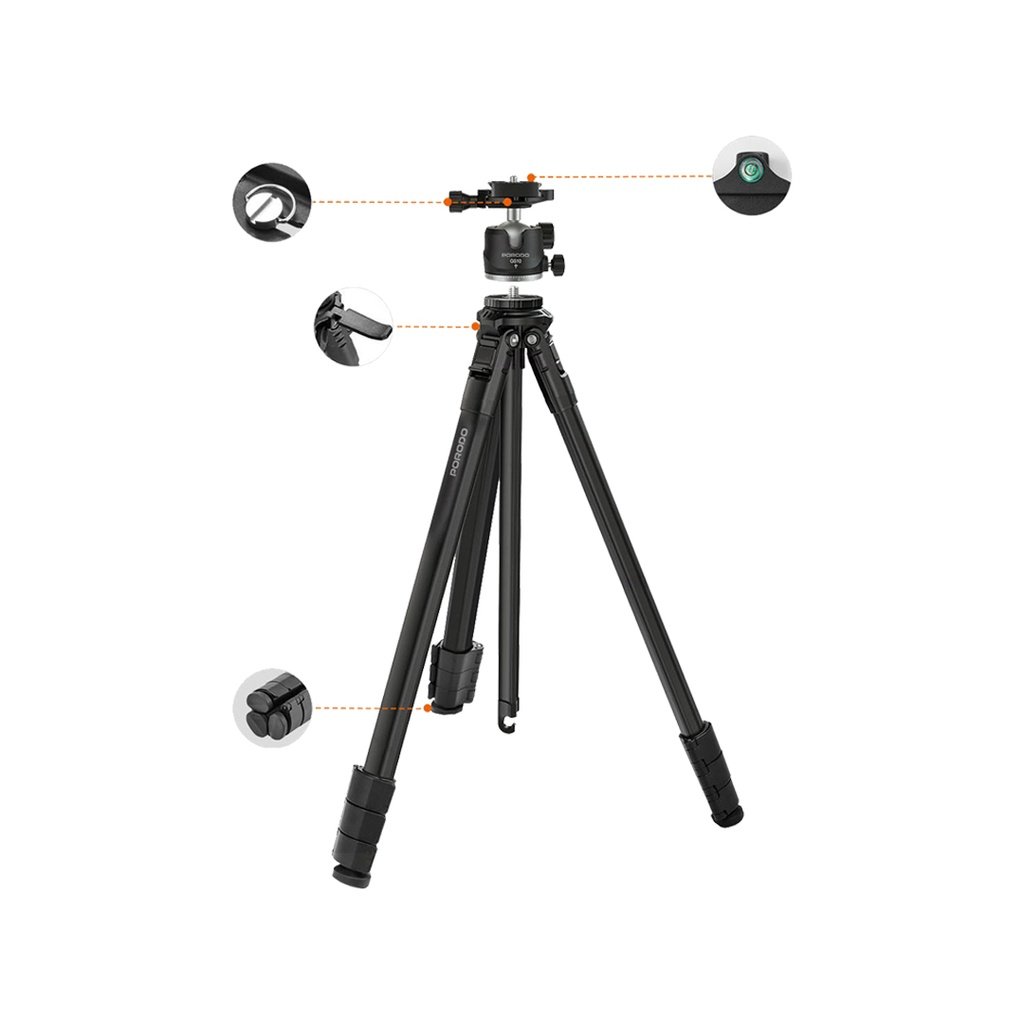 Porodo Ultra-Light Aluminum Tripod - Black 3 Porodo Ultra-Light Aluminum Tripod - Black - Image 3