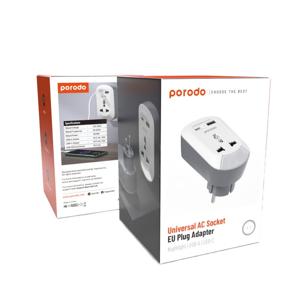 Porodo Universal AC Socket EU Plug Adapter 4 Porodo Universal AC Socket EU Plug Adapter - Image 4