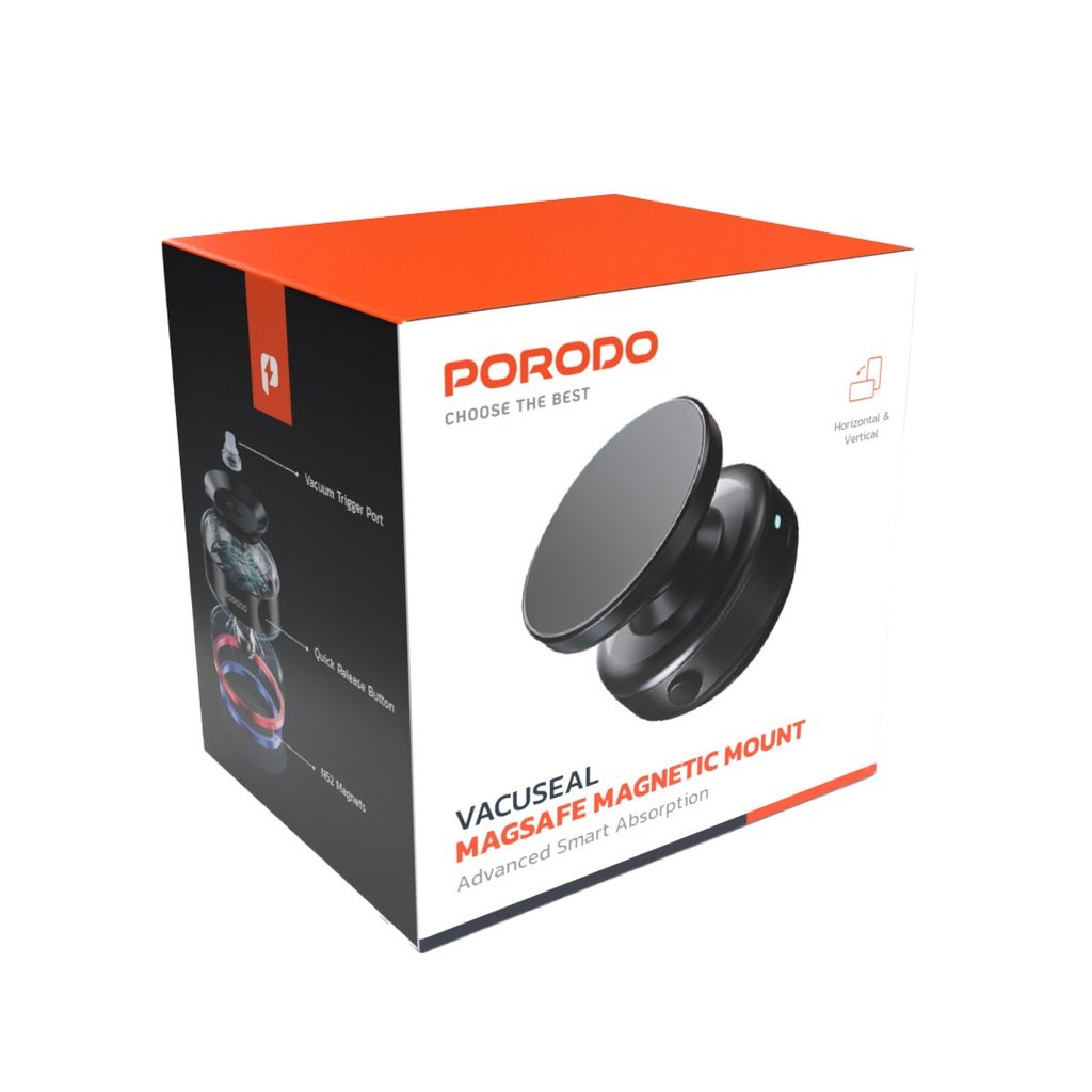 Porodo Vacuseal Magsafe Magnetic Mount - Black 4 Porodo Vacuseal Magsafe Magnetic Mount - Black - Image 4