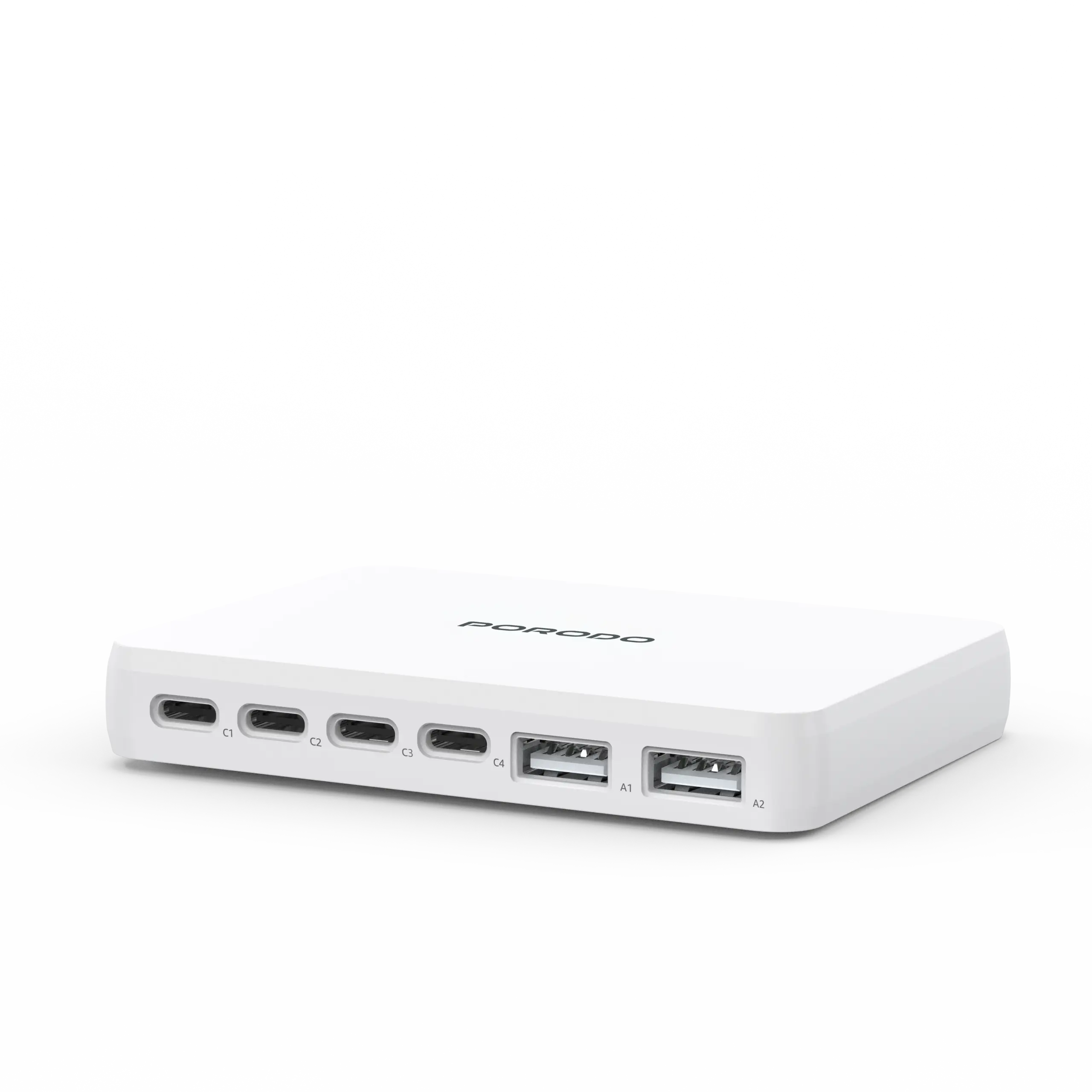 Porodo Velora 100W 4x USB-C & 2x USB-A GaN Wall Charger - UK Plug, White 2 Porodo Velora 100W 4x USB-C & 2x USB-A GaN Wall Charger - UK Plug, White - Image 2