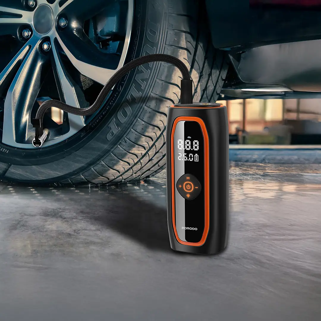 Porodo Voltair Car Tire Inflator with Real-time Pressure Display - Black 4 Porodo Voltair Car Tire Inflator with Real-time Pressure Display - Black - Image 4