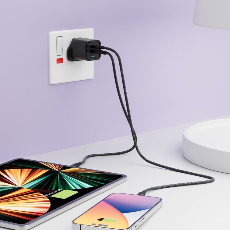 Porodo Wall Charger UK 3-Pin & Braided Type-C to Type-C Cable 1.2m 3 Porodo Wall Charger UK 3-Pin & Braided Type-C to Type-C Cable 1.2m - Image 3