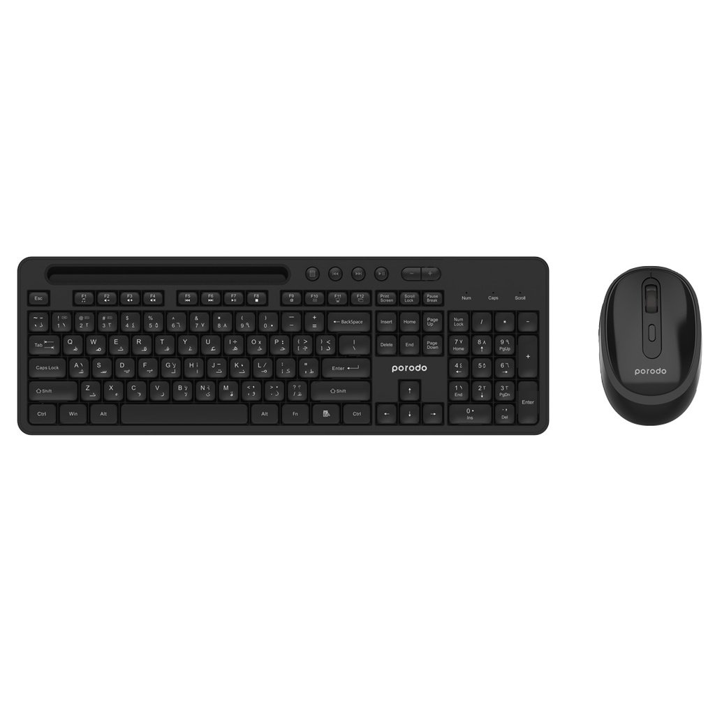 Porodo Wireless 2.4G+BT Keyboard with Pen/Phone Tray and Mouse 1 Porodo Wireless 2.4G+BT Keyboard with Pen/Phone Tray and Mouse