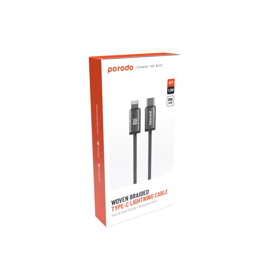 Porodo Woven 30W Lightning to Type-C Cable 1.2M 3 Porodo Woven 30W Lightning to Type-C Cable 1.2M - Image 3