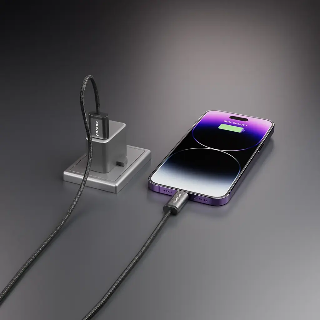 Porodo Woven Braided USB-A to Lightning Cable 4 Porodo Woven Braided USB-A to Lightning Cable - Image 4