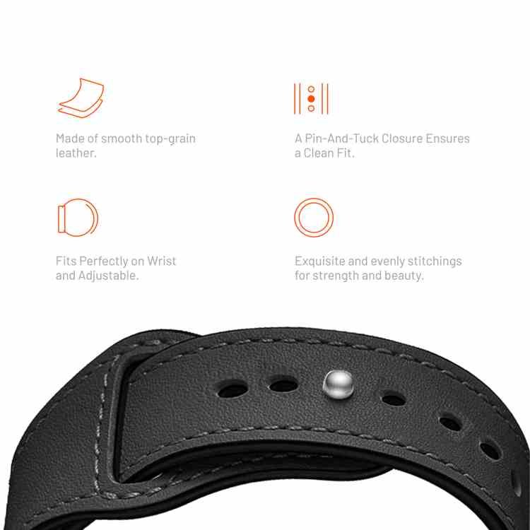 Porodo iGuard Leather Loop Watch Band For Apple Watch 42/44/45mm 5 Porodo iGuard Leather Loop Watch Band For Apple Watch 42/44/45mm - Image 5