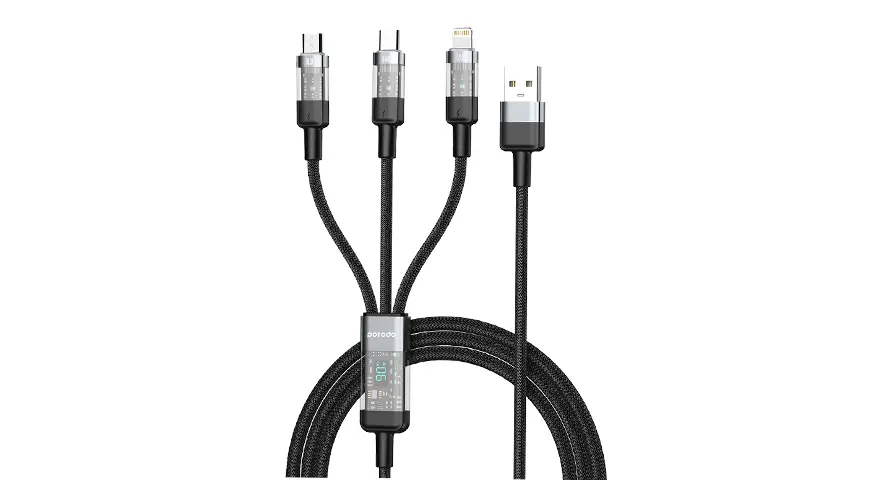 Porodo Transparent USB-A Input Fast Charging Cable 1 Porodo Transparent USB-A Input Fast Charging Cable