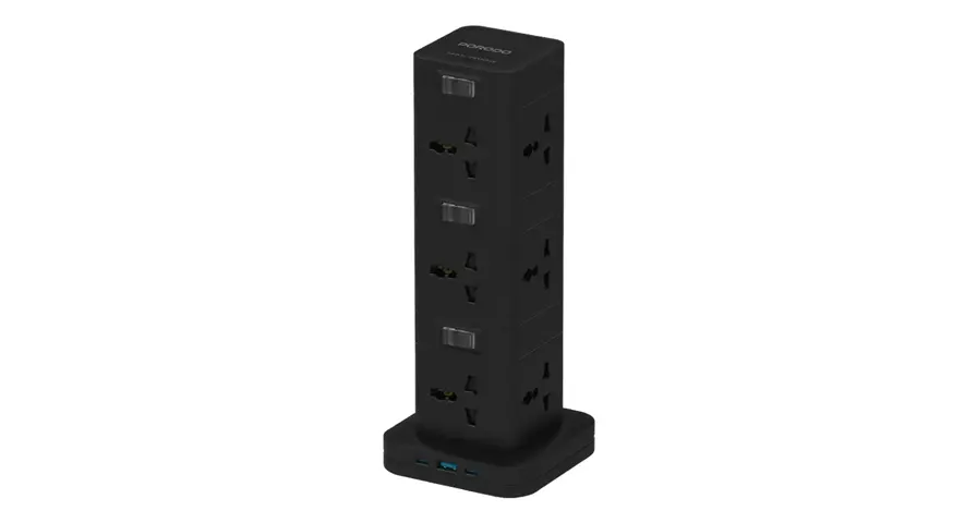Porodo Three-Story 12AC Power Hub With USB-C PD & Quick Charge 3.0 1 Porodo Three-Story 12AC Power Hub With USB-C PD & Quick Charge 3.0