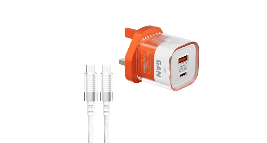 Porodo Crystal Shell GaN Wall Charger ( with USB-C/Lightning Cable) 1 Porodo Crystal Shell GaN Wall Charger ( with USB-C/Lightning Cable)