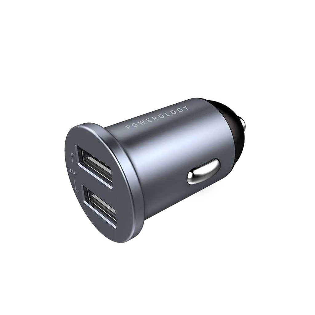 Powerology Dual USB-A Port Mini Car Charger for Two Devices Simultaneously, Quick Charging 1 Powerology Dual USB-A Port Mini Car Charger for Two Devices Simultaneously, Quick Charging