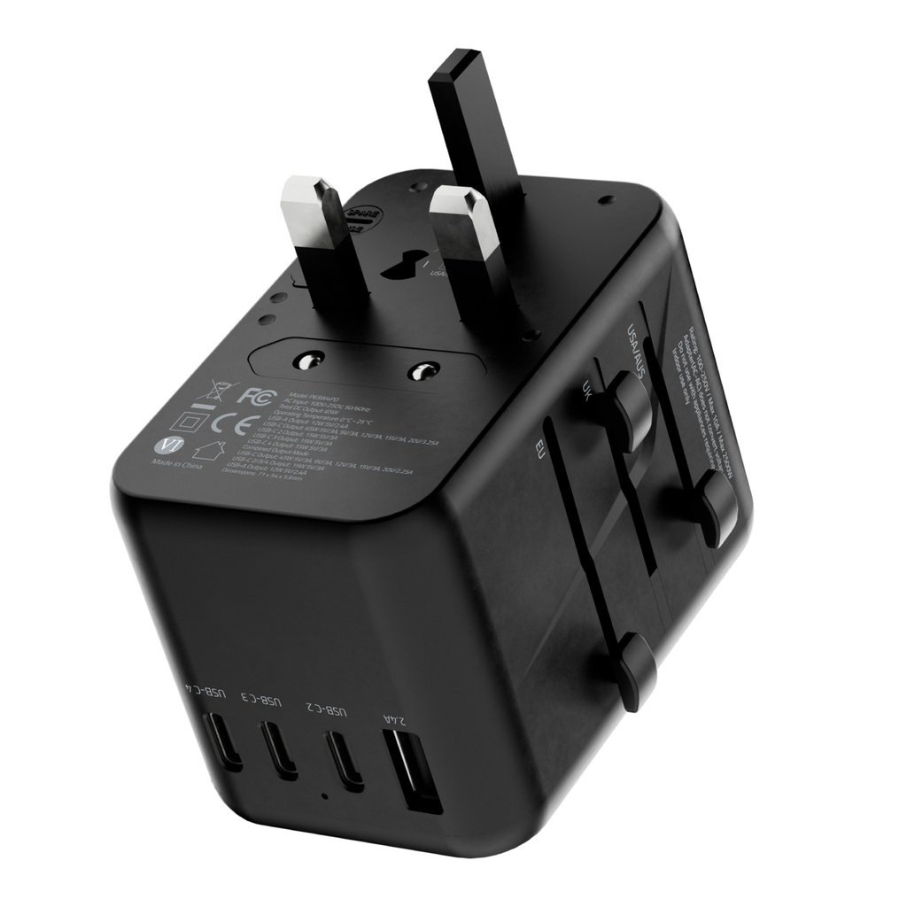 Powerology Universal Multi-Port Travel Adapter PD 65W ( 3X Type-C / 2X USB-A Ports ) 1 Powerology Universal Multi-Port Travel Adapter PD 65W ( 3X Type-C / 2X USB-A Ports )