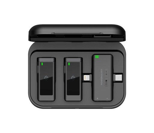 Powerology MFI Dual Connector Wireless Lavalier Microphone x2 Mic 2000mAh 1 Powerology MFI Dual Connector Wireless Lavalier Microphone x2 Mic 2000mAh