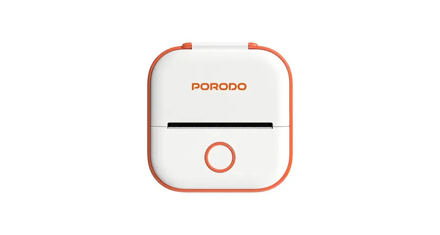 Porodo Lifestyle Pocket HD Thermal Printer - White/Orange 1 Porodo Lifestyle Pocket HD Thermal Printer - White/Orange
