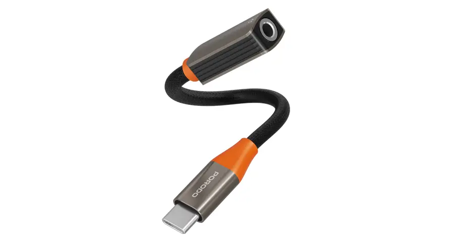 Porodo AudioLink USB-C to 3.5mm Audio Jack Adapter - Black & Orange 1 Porodo AudioLink USB-C to 3.5mm Audio Jack Adapter - Black & Orange