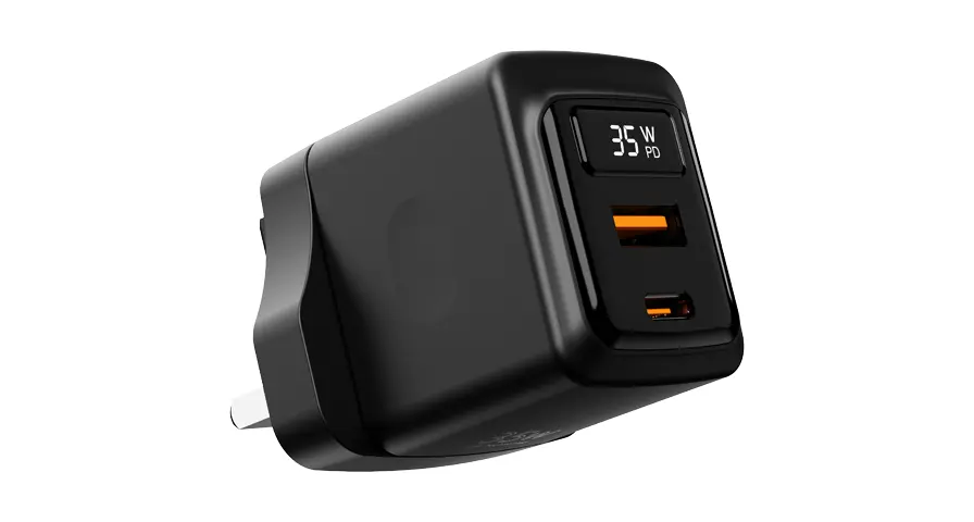 Porodo GaN 35W Dual Port Wall Charger with Power Display 1 Porodo GaN 35W Dual Port Wall Charger with Power Display