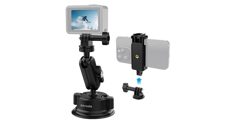 Porodo 2 in 1 Mobile and Camera Mount with Suction Base 1 Porodo 2 in 1 Mobile and Camera Mount with Suction Base