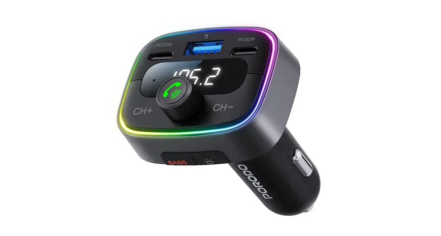 Porodo Smart Car Charger FM Transmitter 1 Porodo Smart Car Charger FM Transmitter