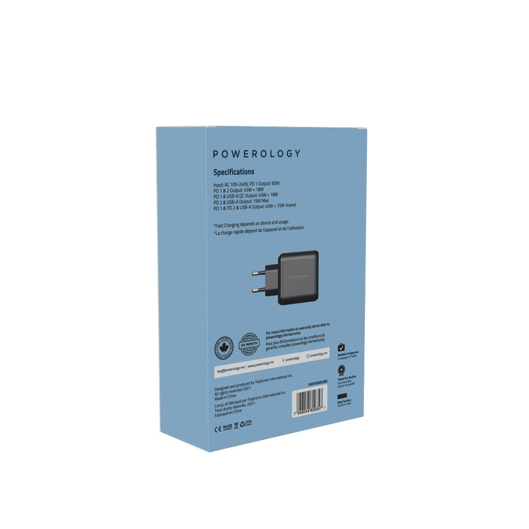 Powerology Triple Output GaN Charger with Quick USB-A PD Charge 2 Powerology Triple Output GaN Charger with Quick USB-A PD Charge - Image 2