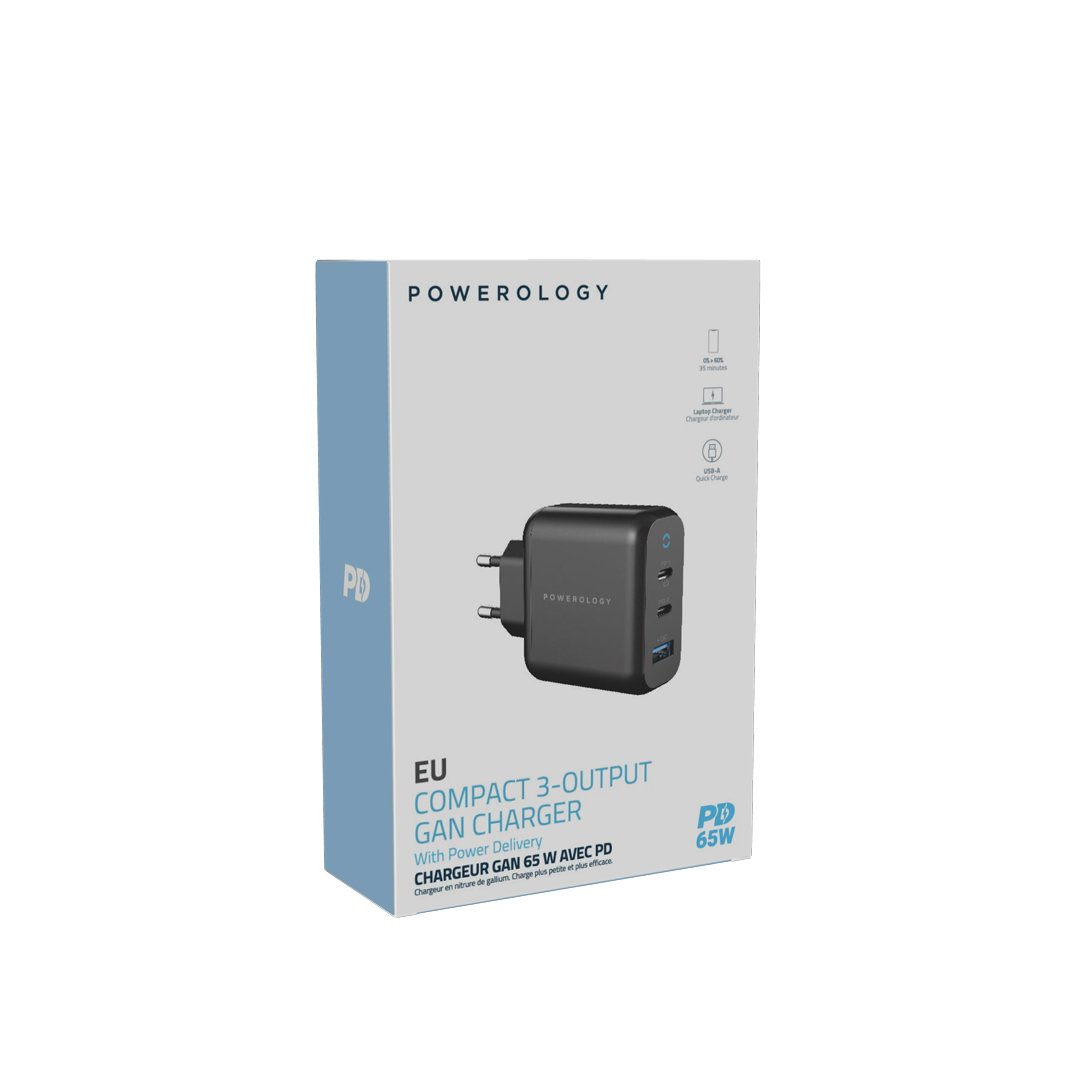 Powerology Triple Output GaN Charger with Quick USB-A PD Charge 3 Powerology Triple Output GaN Charger with Quick USB-A PD Charge - Image 3