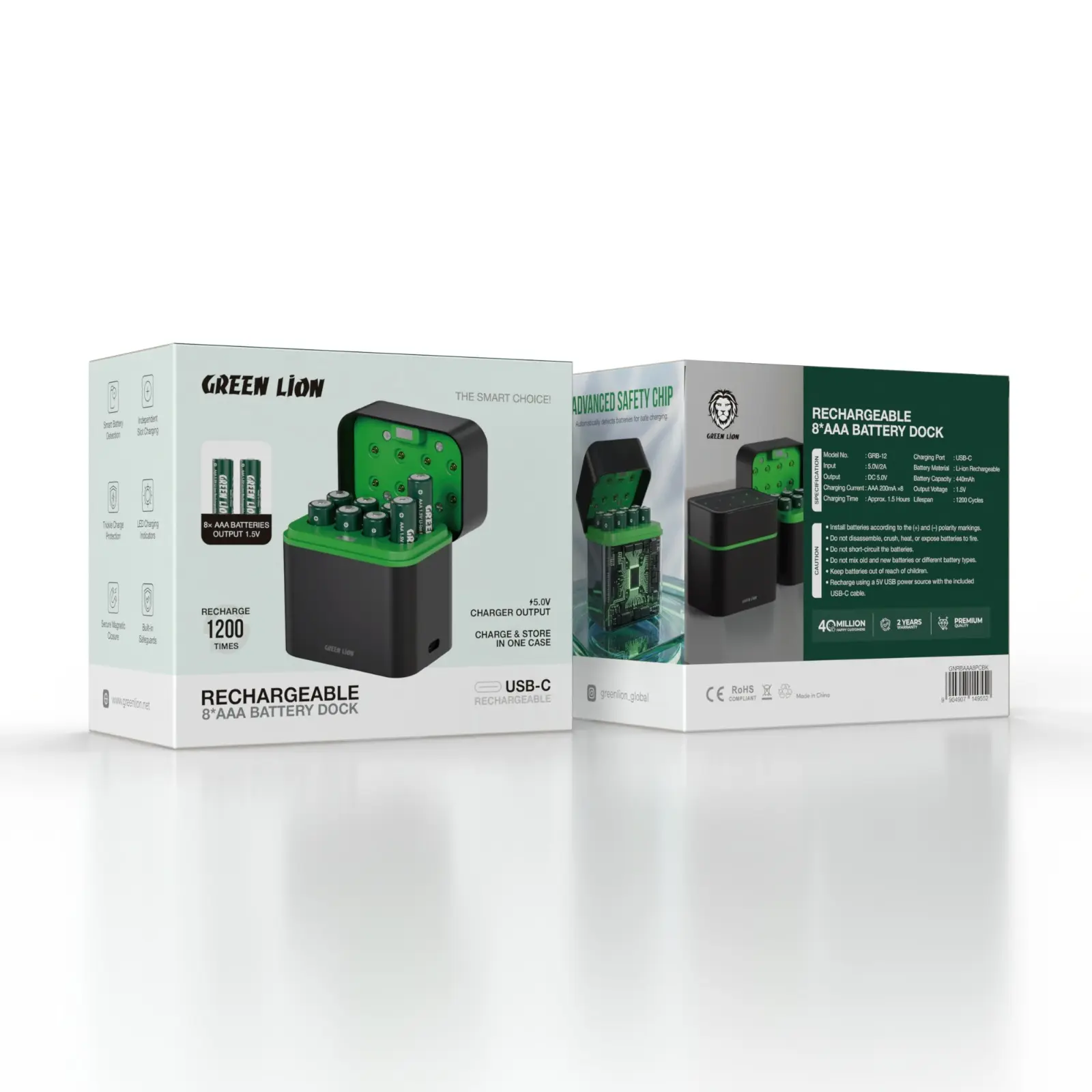 Green Lion RECHARGEABLE 8*AAA Battery Dock USB-C 2 Green Lion RECHARGEABLE 8*AAA Battery Dock USB-C - Image 2